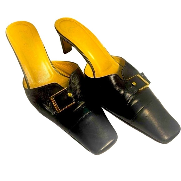 Vintage CHANEL Mules Shoes with Buckle and CC Logo Size 38 - Picture 2 of 7